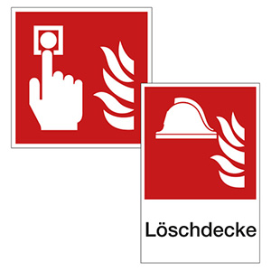 Brandschutzzeichen für Mittel und Einrichtungen