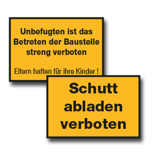 Hinweise auf der Baustelle