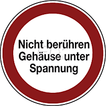 Nicht berühren, Gehäuse unter Spannung