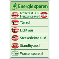 Energie sparen - Aushang