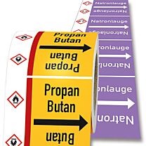 Rohrleitungsbänder mit Text und Farbe nach Wunsch