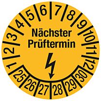 Prüfplakette - Nächster Prüftermin - Elektro, gelb