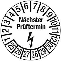 Prüfplakette - Nächster Prüftermin Elektro - weiß