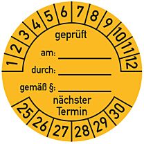 Prüfplakette - Geprüft am, durch - nächster Termin