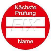 Plakette Nächste Prüfung, Name