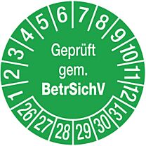 Prüfplakette - geprüft gem. BetrSichV