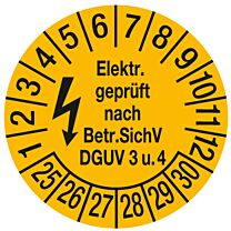 Prüfplakette - elektr. geprüft nach Betr.SichV DGUV 3 u. 4