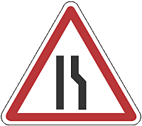 Einseitig verengte Fahrbahn rechts